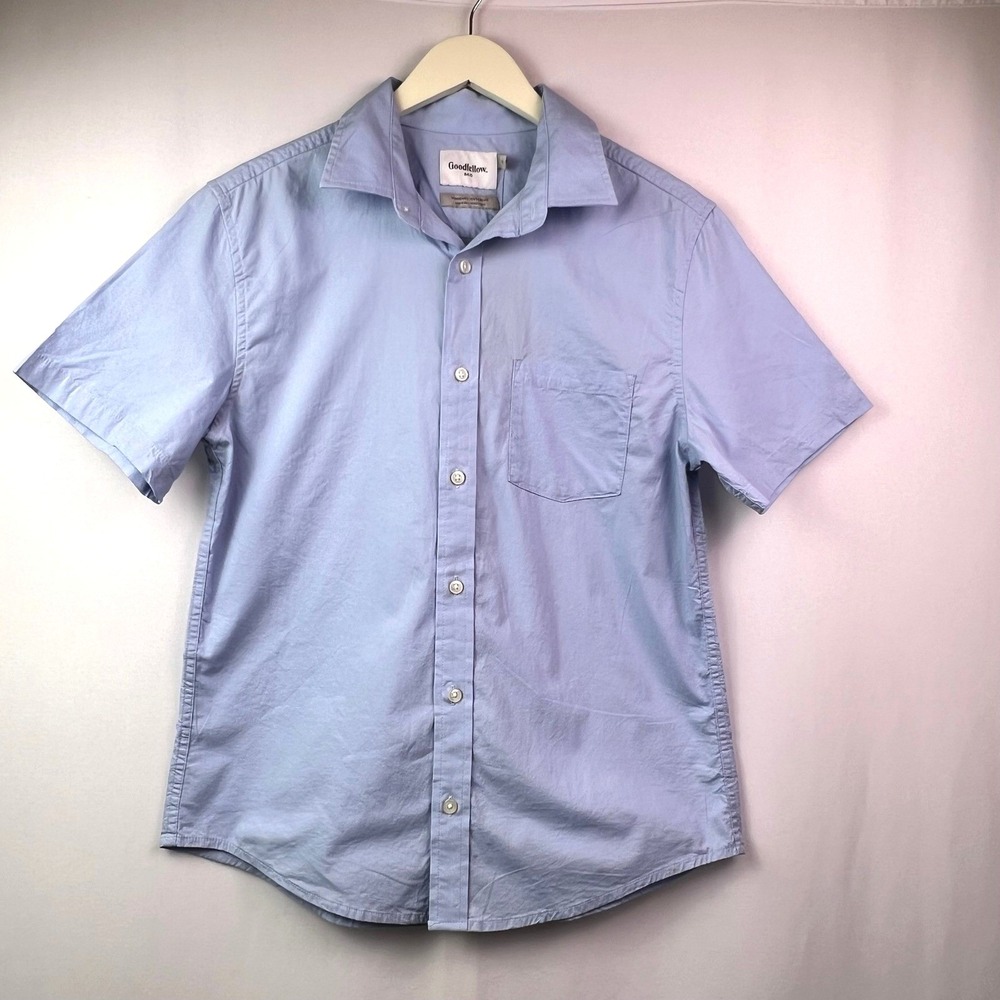 Goodfellow & Co Mens Medium Blue Short Sleeve Poplin Button Down Shirt NWT